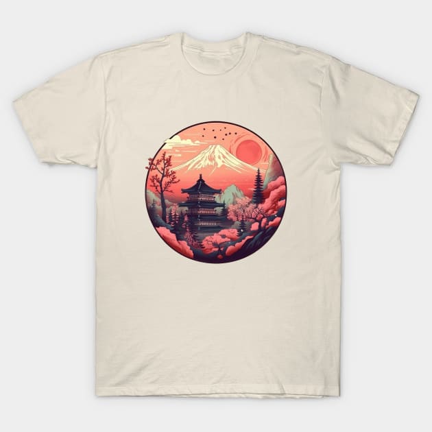 Sunset over japan mount fuji T-Shirt by TeePulseMania